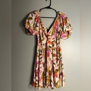 Floral Puff Sleeve Mini Dress